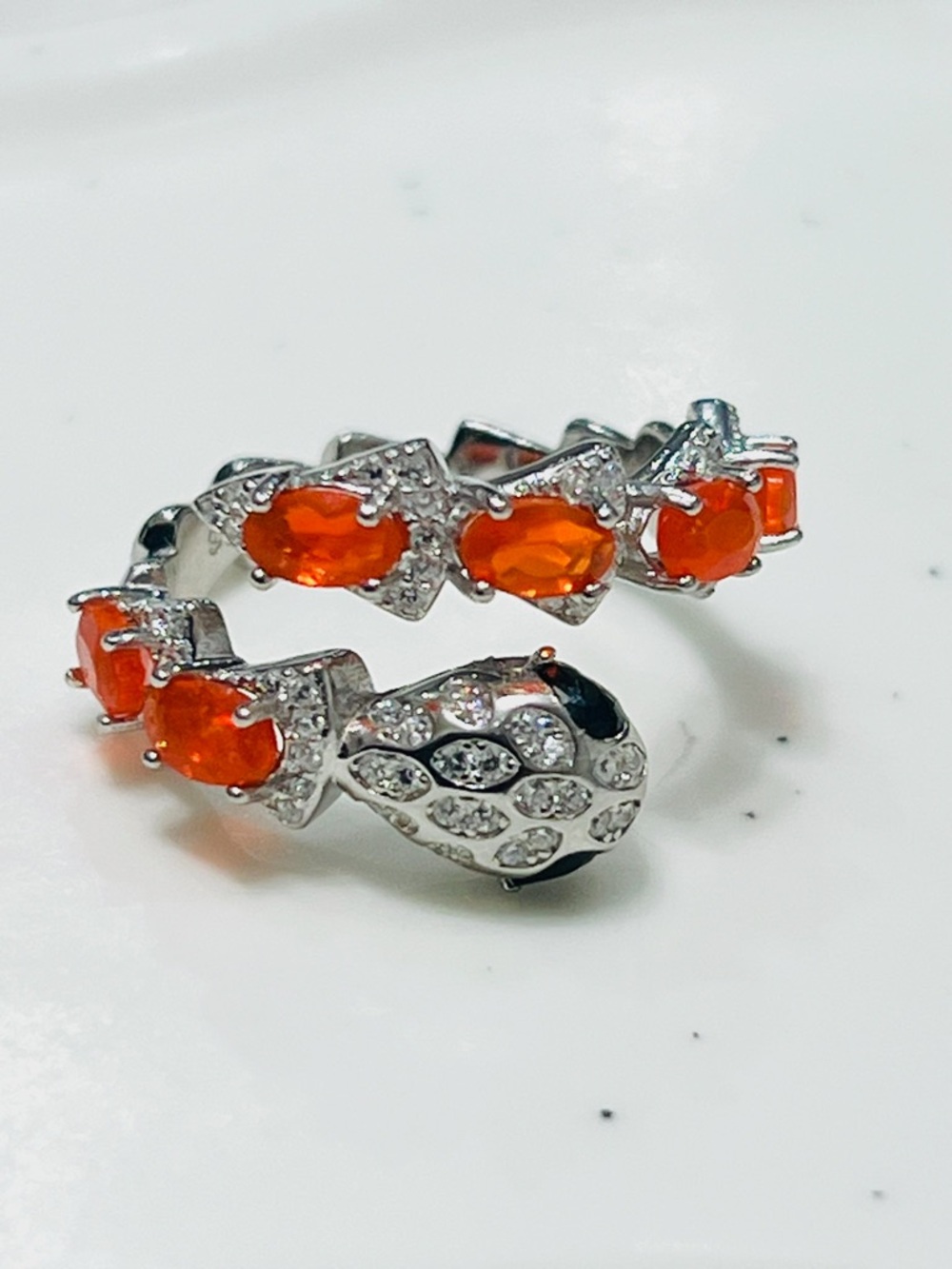 Sterling Silver Orange Gemstone Wrap Ring